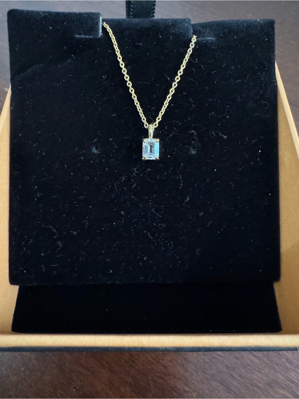 Source Unknown Gold-Tone Chain with Clear Emerald-Cut Pendant